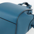 LOEWE Anagram Hammock Drawstring Mini Bag Leather Blue Gold Auth BA10330SM-17