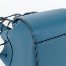LOEWE Anagram Hammock Drawstring Mini Bag Leather Blue Gold Auth BA10330SM-18