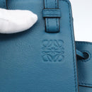 LOEWE Anagram Hammock Drawstring Mini Bag Leather Blue Gold Auth BA10330SM-19