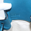 LOEWE Anagram Hammock Drawstring Mini Bag Leather Blue Gold Auth BA10330SM-20