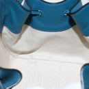 LOEWE Anagram Hammock Drawstring Mini Bag Leather Blue Gold Auth BA10330SM-21
