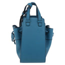 LOEWE Anagram Hammock Drawstring Mini Bag Leather Blue Gold Auth BA10330SM-13