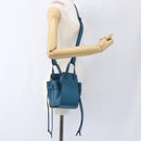 LOEWE Anagram Hammock Drawstring Mini Bag Leather Blue Gold Auth BA10330SM-23