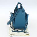 LOEWE Anagram Hammock Drawstring Mini Bag Leather Blue Gold Auth BA10330SM-12