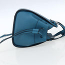 LOEWE Anagram Hammock Drawstring Mini Bag Leather Blue Gold Auth BA10330SM-4