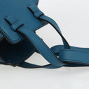 LOEWE Anagram Hammock Drawstring Mini Bag Leather Blue Gold Auth BA10330SM-7