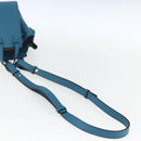 LOEWE Anagram Hammock Drawstring Mini Bag Leather Blue Gold Auth BA10330SM-8