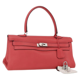 HERMES Shoulder Kelly 40 Bag Taurillon Leather Pink Silver Auth BA10331SM