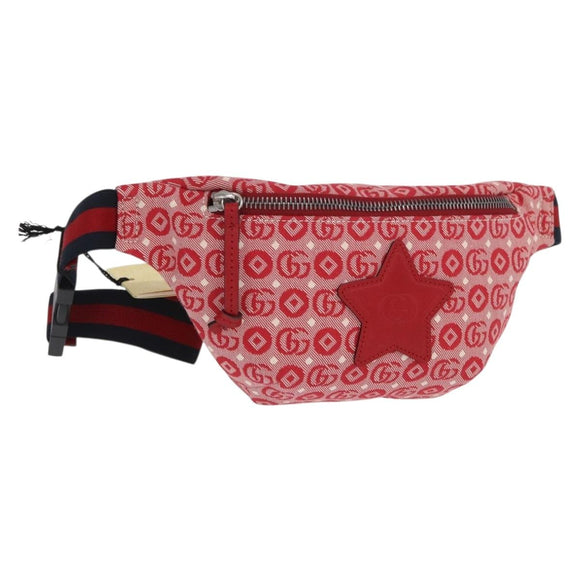 GUCCI Children's Sherry Line Waist bag Canvas Navy Red 502095 Auth BA10332
