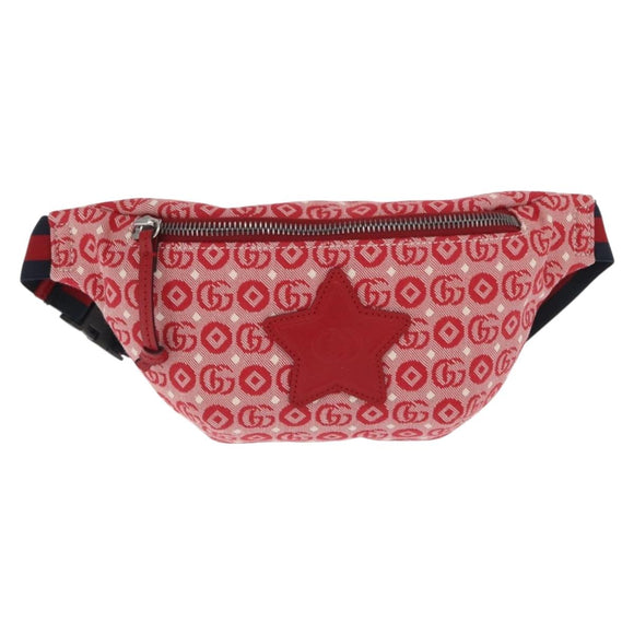 GUCCI Children's Sherry Line Waist bag Canvas Navy Red 502095 Auth BA10332