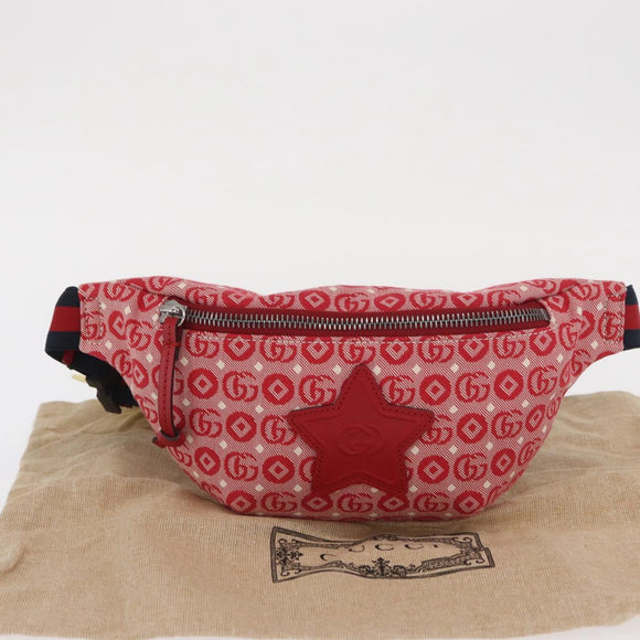 GUCCI Children's Sherry Line Waist bag Canvas Navy Red 502095 Auth BA10332