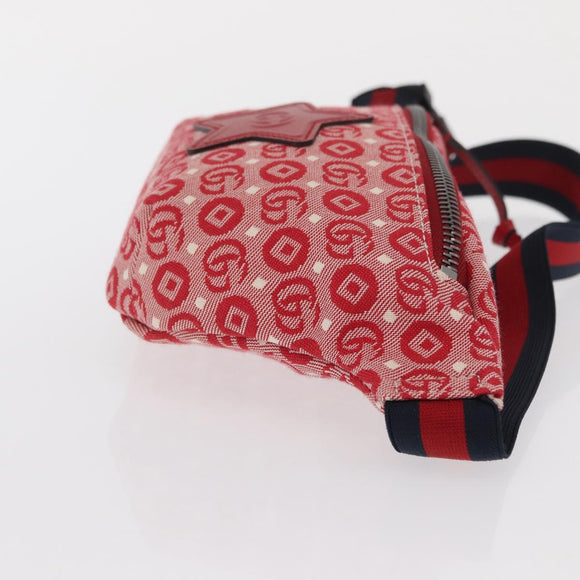GUCCI Children's Sherry Line Waist bag Canvas Navy Red 502095 Auth BA10332