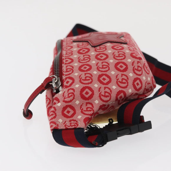GUCCI Children's Sherry Line Waist bag Canvas Navy Red 502095 Auth BA10332
