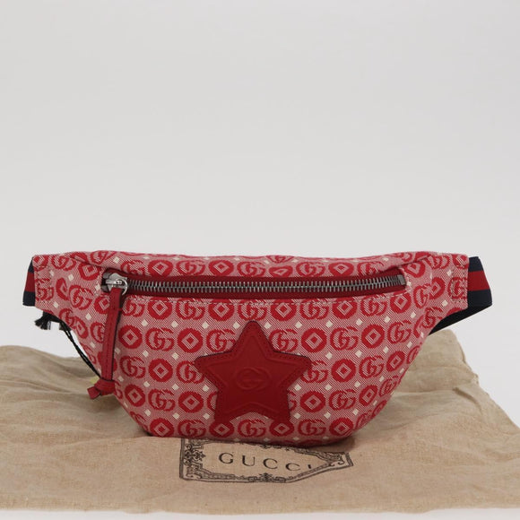 GUCCI Children's Sherry Line Waist bag Canvas Navy Red 502095 Auth BA10333