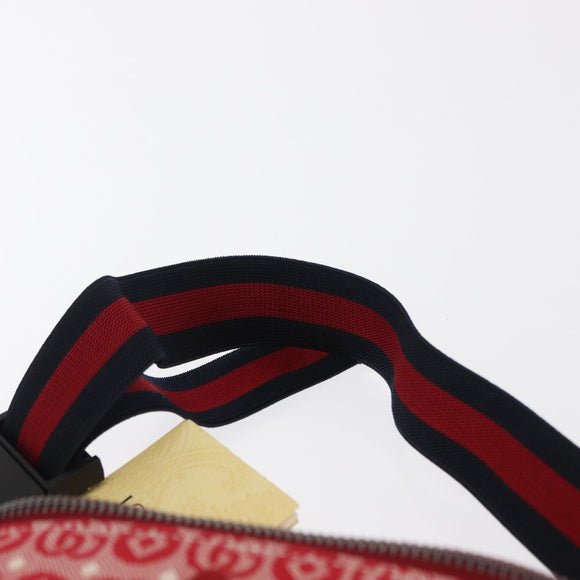 GUCCI Children's Sherry Line Waist bag Canvas Navy Red 502095 Auth BA10333