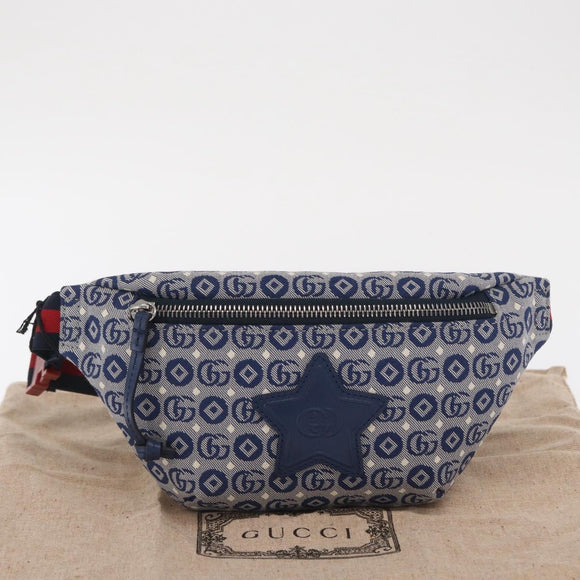 GUCCI Children's Sherry Line Waist bag Canvas Navy Red blue 502095 Auth BA10334
