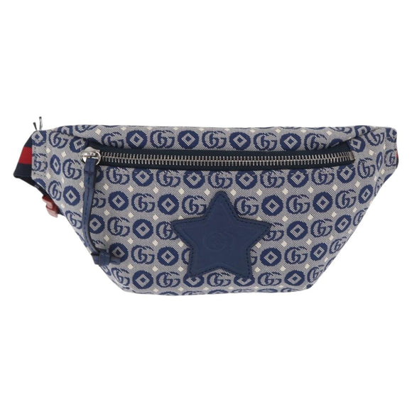 GUCCI Kinder Sherry Line Gürteltasche Canvas Navy Rot Blau 502095 Auth BA10334