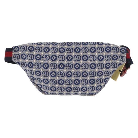 GUCCI Children's Sherry Line Waist bag Canvas Navy Red blue 502095 Auth BA10334