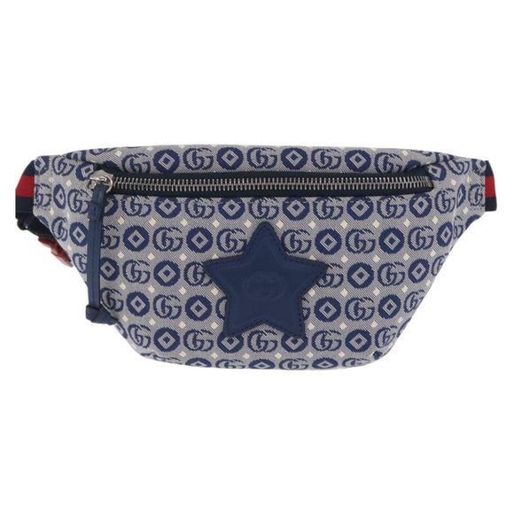 GUCCI Children's Sherry Line Waist bag Canvas Navy Red blue 502095 Auth BA10335