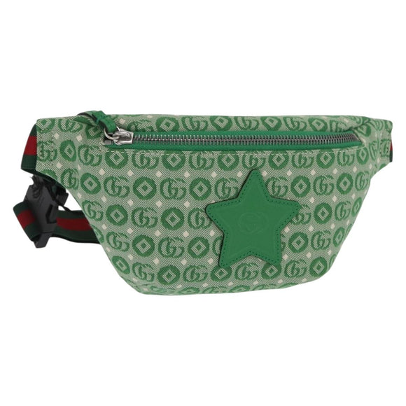 GUCCI Children's Web Sherry Line Waist bag Canvas Green Red 502095 Auth BA10336