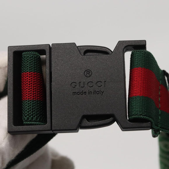 GUCCI Children's Web Sherry Line Waist bag Canvas Green Red 502095 Auth BA10336