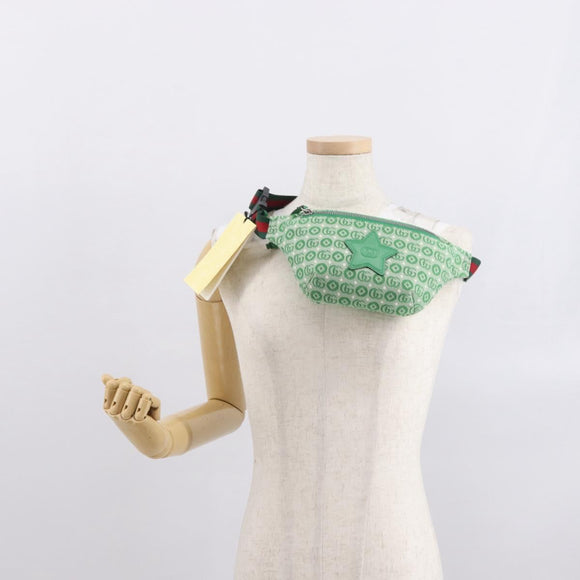 GUCCI Children's Web Sherry Line Waist bag Canvas Green Red 502095 Auth BA10336
