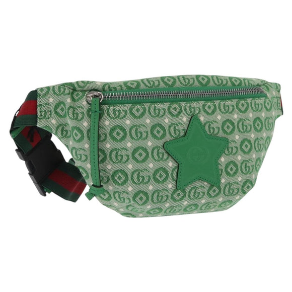 GUCCI Children's Web Sherry Line Waist bag Canvas Green Red 502095 Auth BA10337