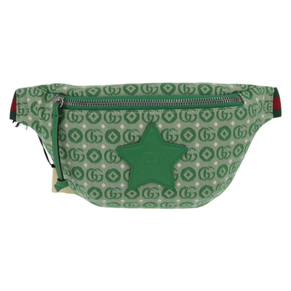 GUCCI Children's Web Sherry Line Waist bag Canvas Green Red 502095 Auth BA10337
