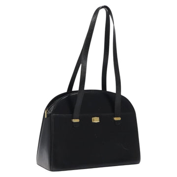 BALLY Shoulder Bag Leather Black Gold Auth BA1034