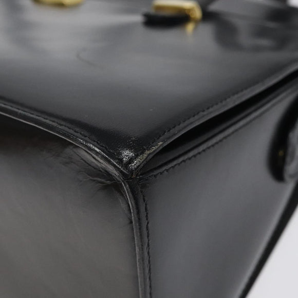 BALLY Shoulder Bag Leather Black Gold Auth BA1034