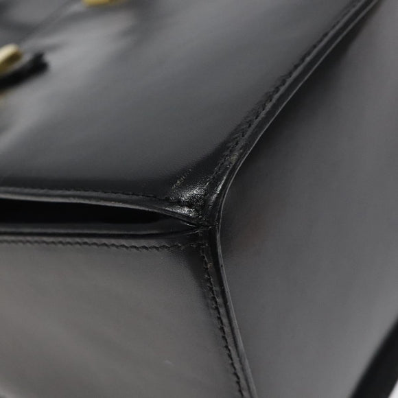 BALLY Shoulder Bag Leather Black Gold Auth BA1034