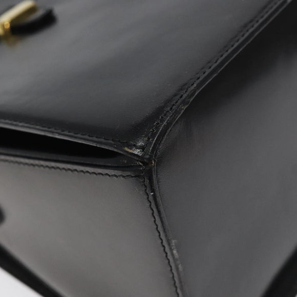 BALLY Shoulder Bag Leather Black Gold Auth BA1034