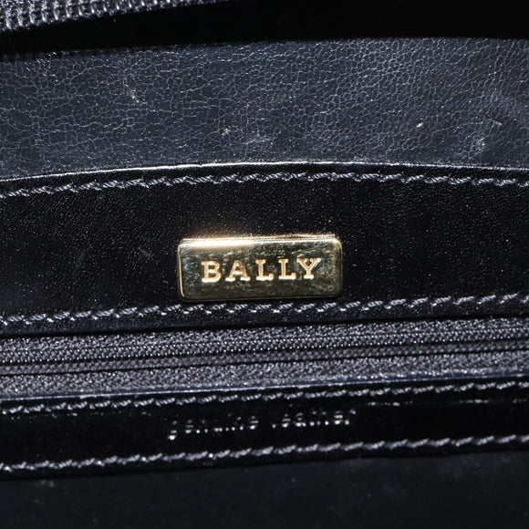 BALLY Shoulder Bag Leather Black Gold Auth BA1034