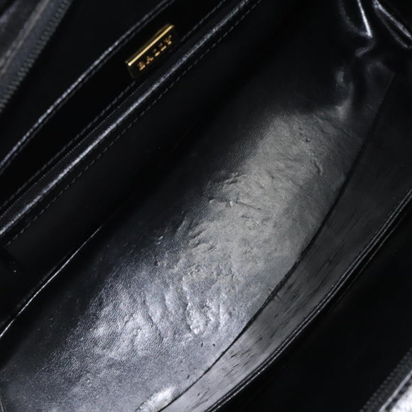 BALLY Shoulder Bag Leather Black Gold Auth BA1034