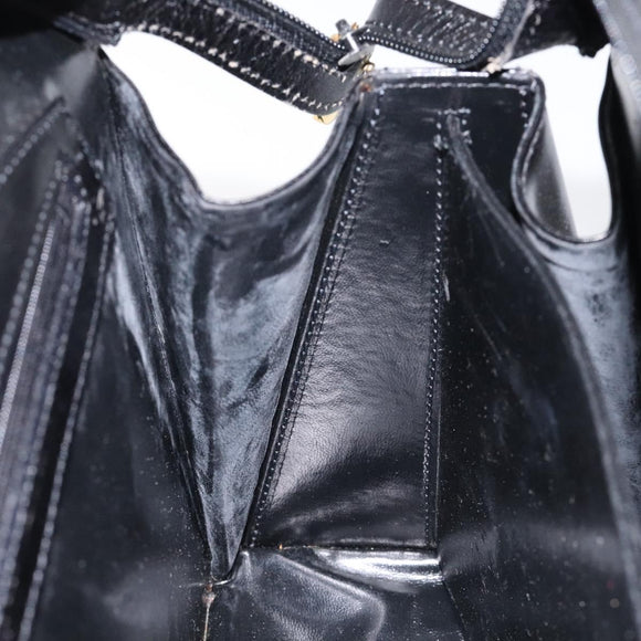 BALLY Shoulder Bag Leather Black Gold Auth BA1034