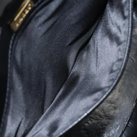 BALLY Shoulder Bag Leather Black Gold Auth BA1034