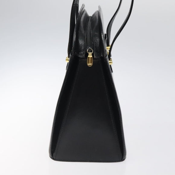 BALLY Shoulder Bag Leather Black Gold Auth BA1034