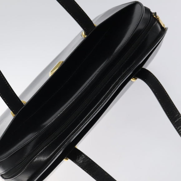 BALLY Shoulder Bag Leather Black Gold Auth BA1034