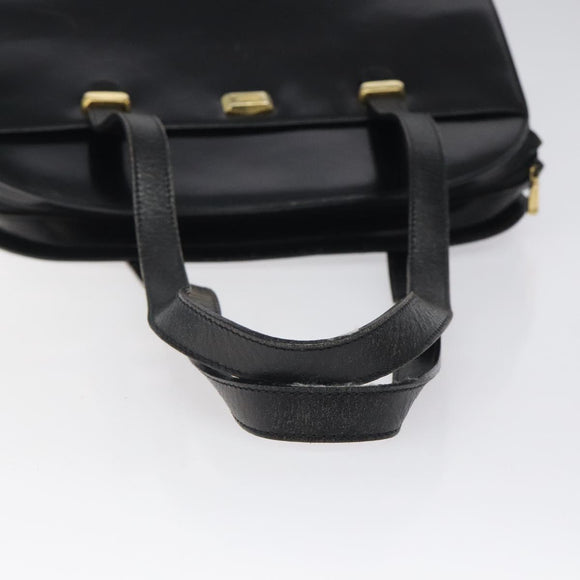BALLY Shoulder Bag Leather Black Gold Auth BA1034