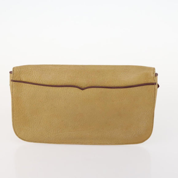 CARTIER Must Line Clutch Bag Leather 2 Set Bordeaux Gold Auth BA10341