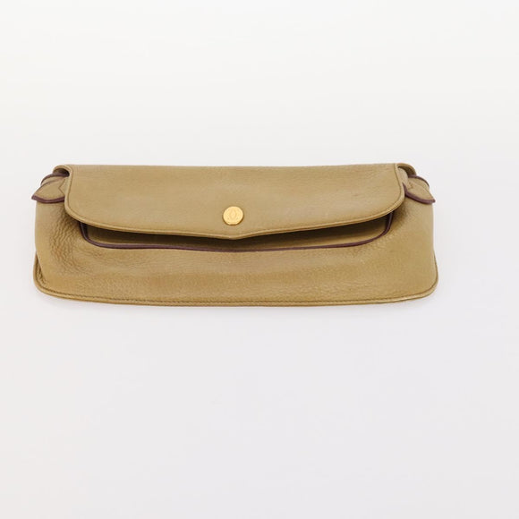 CARTIER Must Line Clutch Bag Leather 2 Set Bordeaux Gold Auth BA10341