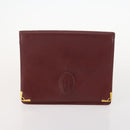 CARTIER Must Line Clutch Bag Leather 2 Set Bordeaux Gold Auth BA10341-2
