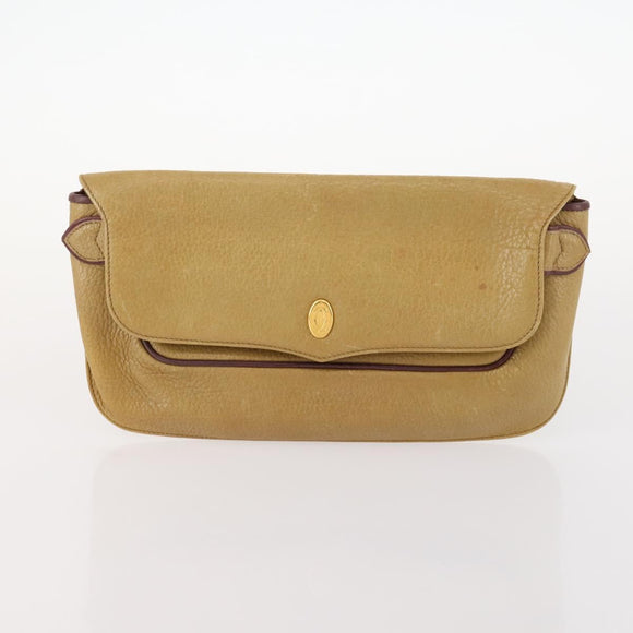 CARTIER Must Line Clutch Bag Leather 2 Set Bordeaux Gold Auth BA10341