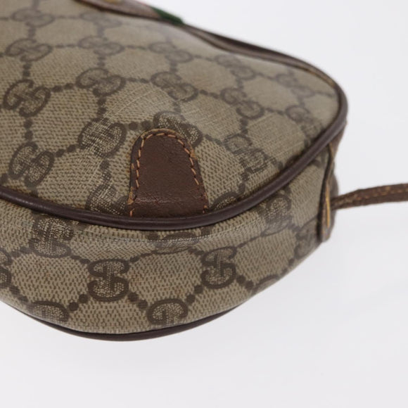 GUCCI GG Supreme Web Sherry Line Bag PVC Beige Gold 156 02 066 Auth BA10344