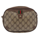 GUCCI GG Supreme Web Sherry Line Bag PVC Beige Gold 156 02 066 Auth BA10344-2