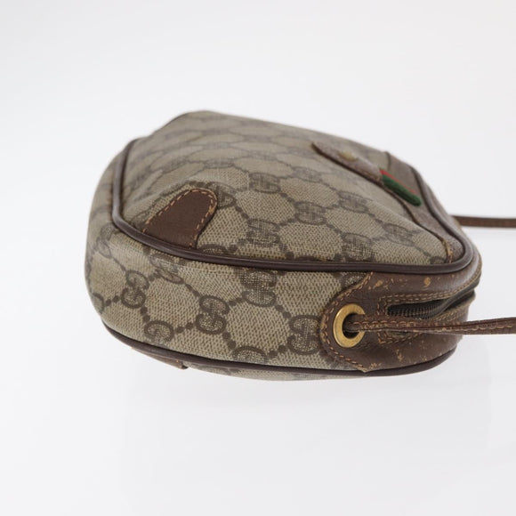 GUCCI GG Supreme Web Sherry Line Bag PVC Beige Gold 156 02 066 Auth BA10344