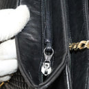 BALLY Quilted Shoulder Bag Leather Black Gold Auth BA1035-11