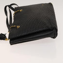 BALLY Quilted Shoulder Bag Leather Black Gold Auth BA1035-3