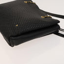 BALLY Quilted Shoulder Bag Leather Black Gold Auth BA1035-4