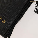 BALLY Quilted Shoulder Bag Leather Black Gold Auth BA1035-6